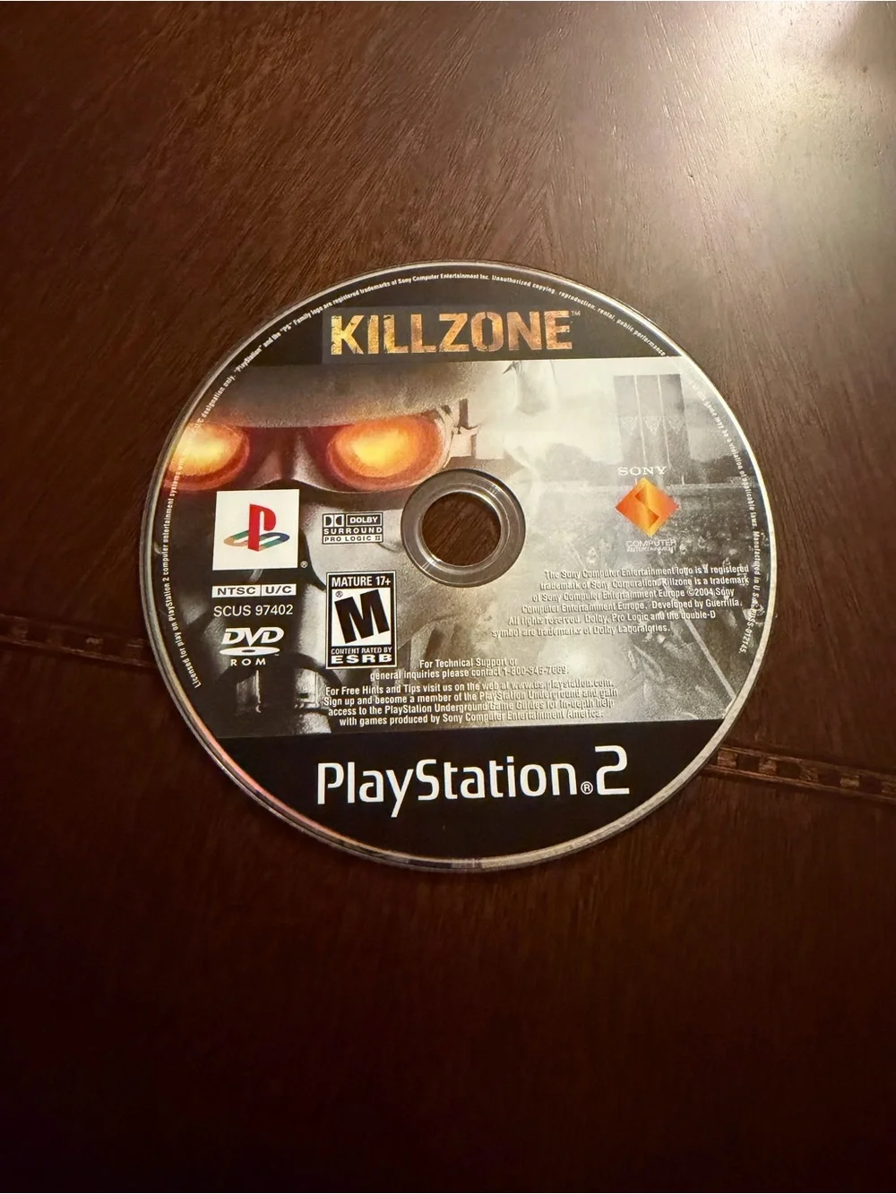 Sony Killzone PlayStation 2 Game Disc - Black & Orange